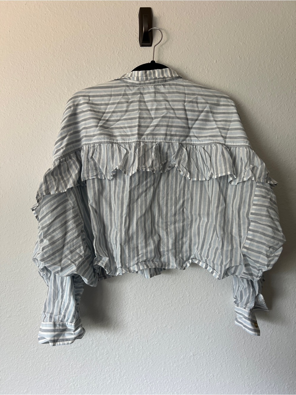 Anthropologie Pilcro Batwing Stripe Ruffle Blouse - Picture 3 of 4